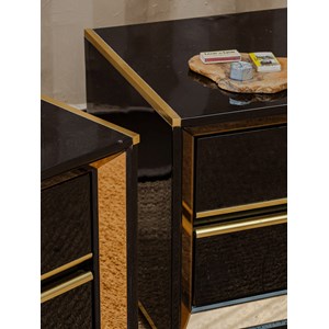 Lot de tables de chevet noires et dorées n°675