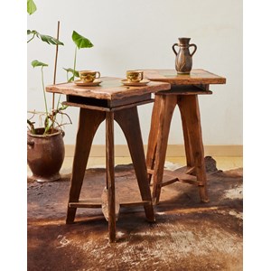 Paire de tables d'appoints brutalistes en céramique n°668