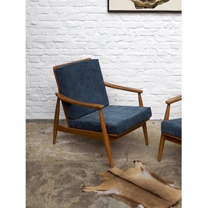 Paire de fauteuils bleus scandinaves n°816