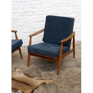 Paire de fauteuils bleus scandinaves n°816