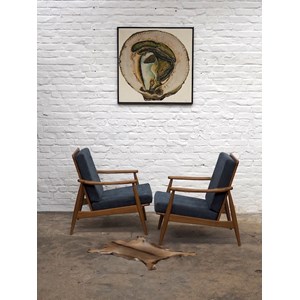 Paire de fauteuils bleus scandinaves n°816