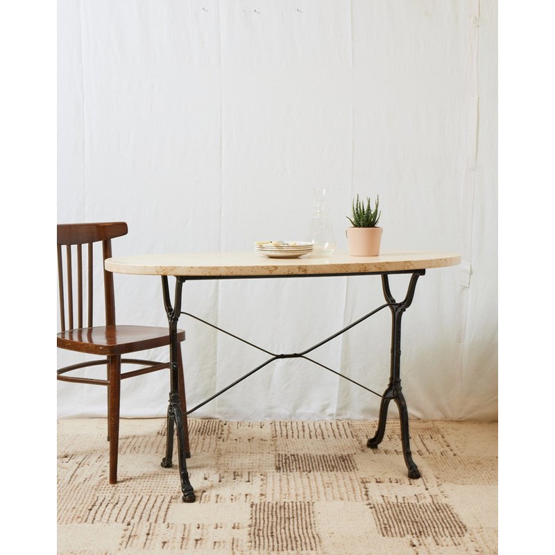 Debongout - Table à manger bistro en marbre blanc n°77