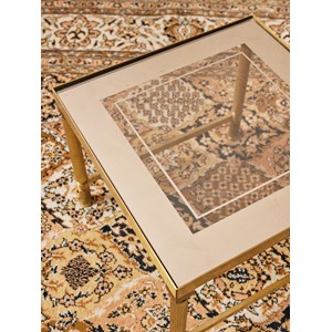 Tables d'appoint en laiton et verre fumé n°800