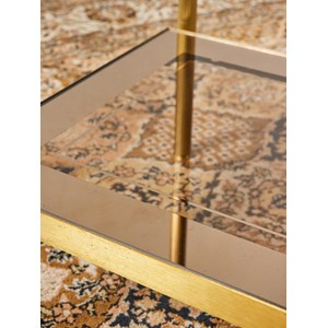 Tables d'appoint en laiton et verre fumé n°800