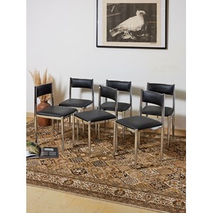 Lot de chaises en simili cuir noir n°1228