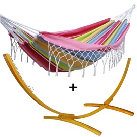 Ensemble support bois avec hamac à franges confort