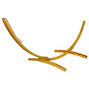 Ensemble support bois avec hamac simple écru à pompons