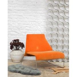 Fauteuil chromé en velours orange n°803