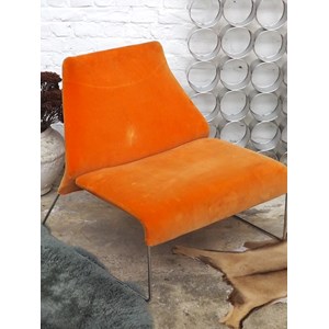 Fauteuil chromé en velours orange n°803