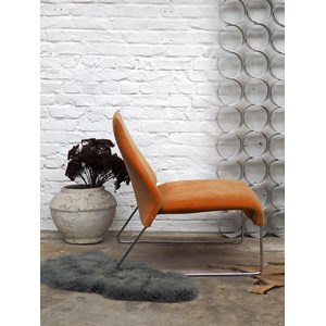 Fauteuil chromé en velours orange n°803