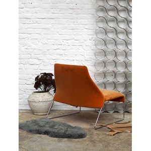 Fauteuil chromé en velours orange n°803