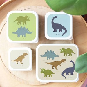 Lot de 4 boîtes à goûter dinosaure