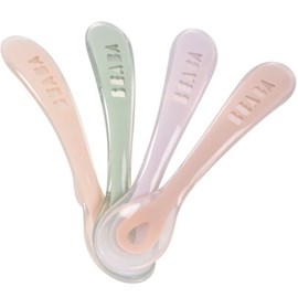 Lot de 4 cuillères silicone 2ème âge set barbe à papa guimauve vert de gris lila