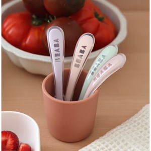 Lot de 4 cuillères silicone 2ème âge set barbe à papa guimauve vert de gris lila