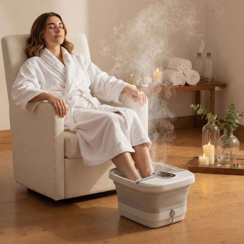 Bain de pieds massant chauffant – massage shiatsu, relaxation & circulation