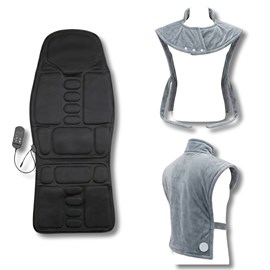 Coffret télétravail chauffant & massant – châle chauffant + siège de massage