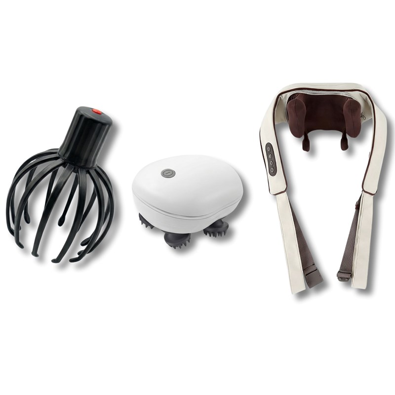 Coffret massage expert – masseur crânien + masseur corps 3d + shiatsu