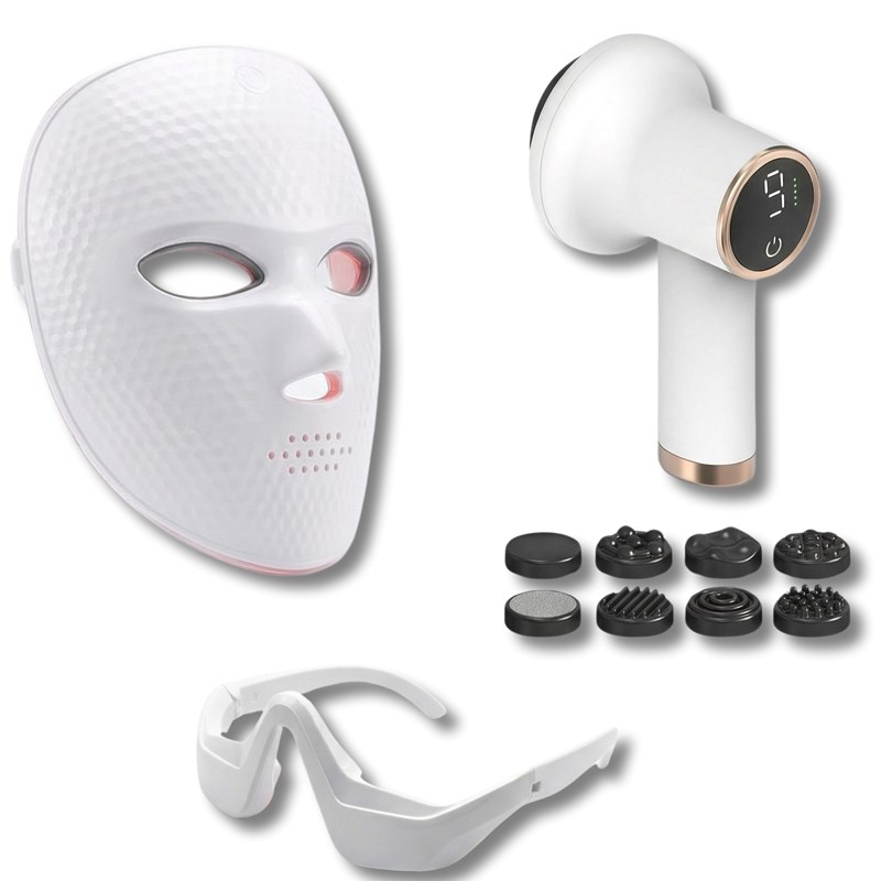 Coffret silhouette – masque led visage + masque yeux + masseur cellulite