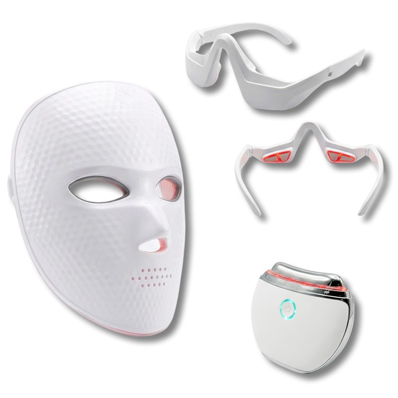 Coffret éclat & regard – masque led visage + masque yeux + masseur raffermissant