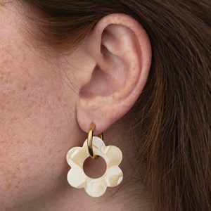 Maxi fleurette - acier inoxydable doré Beige