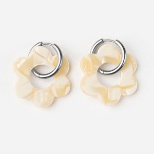 Maxi fleurette - acier inoxydable argenté Beige