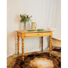 Table à manger en pin et feuille d'or n°573