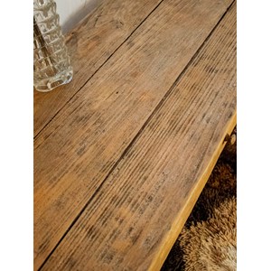 Table à manger en pin et feuille d'or n°573