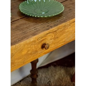 Table à manger en pin et feuille d'or n°573