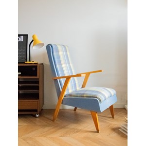 Fauteuil en bois bleu et jaune n°832