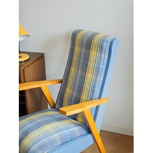 Fauteuil en bois bleu et jaune n°832