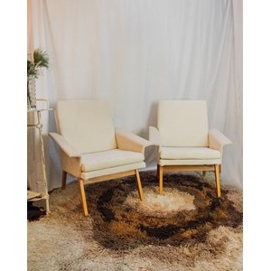 Paire de fauteuils blanc en tissu n°838