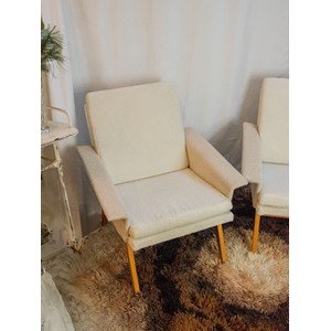 Paire de fauteuils blanc en tissu n°838