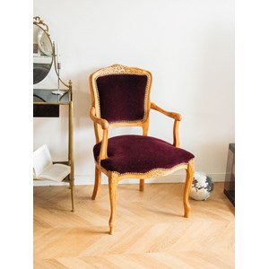 Fauteuil en velours violet n°689