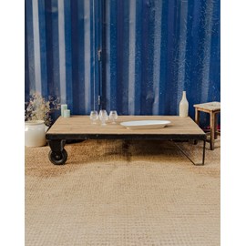 Table basse industrielle en bois et métal n°765