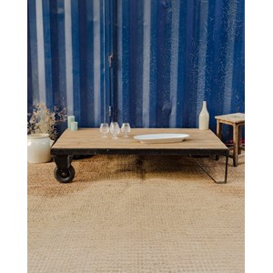 Table basse industrielle en bois et métal n°765