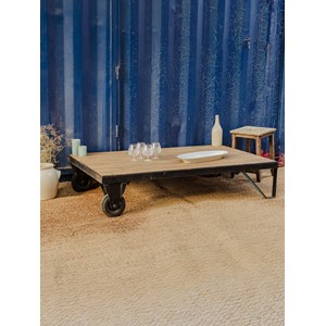 Table basse industrielle en bois et métal n°765