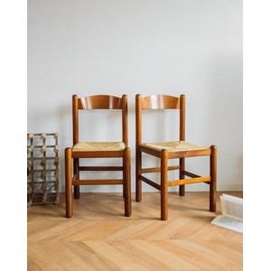 Paire de chaises en bois et corde n°964