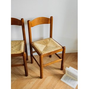 Paire de chaises en bois et corde n°964