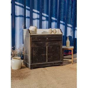 Buffet noir en bois et marbre n°502