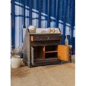 Buffet noir en bois et marbre n°502