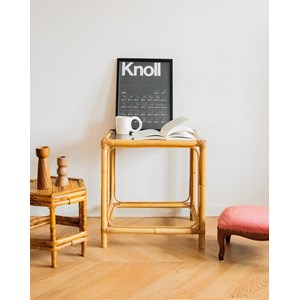 Table d'appoint en rotin et verre n°802