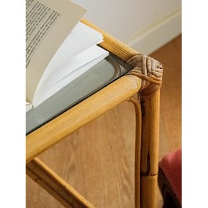 Table d'appoint en rotin et verre n°802