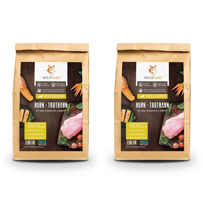 Wildfang® croquettes junior au poulet pour chiots - sans céréales - 2 x 6 kg