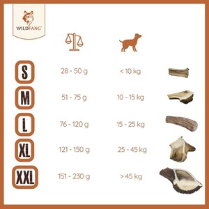 Wildfang bois de cerf à mâcher demi-bâton naturel