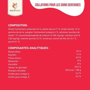Wildfang - snacks pour soins dentaires - sans céréales - 3 x 70g