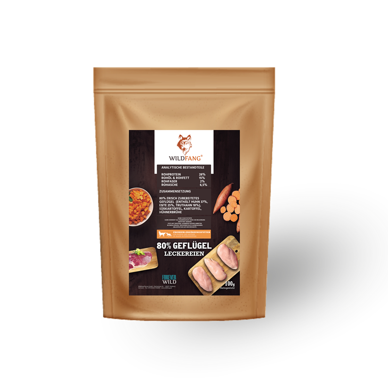 Wildfang - snacks avec 80% de volaille - sans céréales - 1 piece (100g)