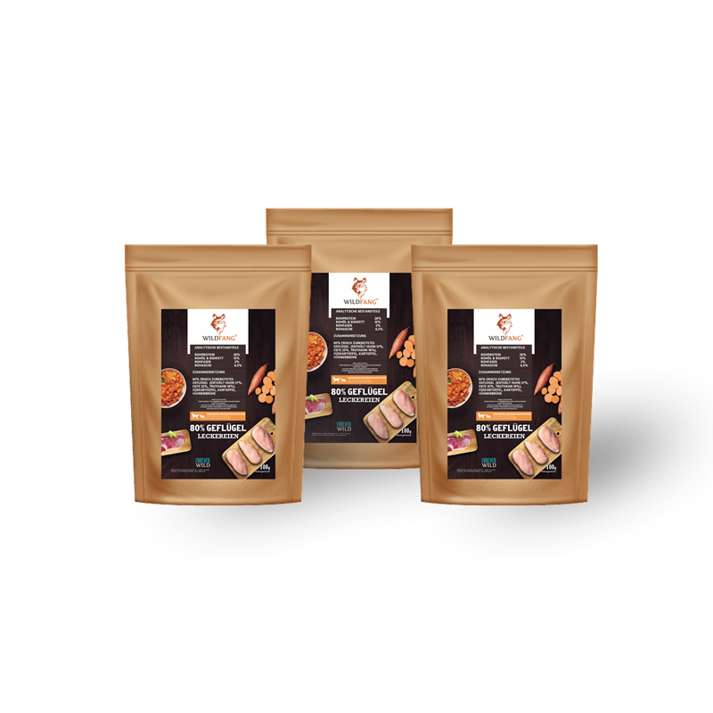 Wildfang - snacks avec 80% de volaille - sans céréales - 3 pieces (3 x 100g)