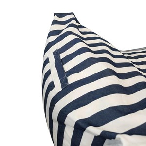 Positano pouf exterieur rayé bleu déperlant 100x65x65 cm