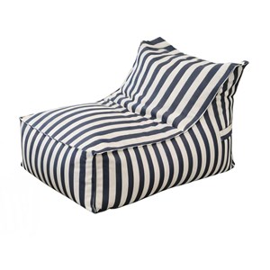 Positano pouf exterieur rayé bleu déperlant 100x65x65 cm