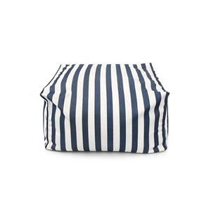 Positano pouf exterieur rayé bleu déperlant 55x65x35 cm